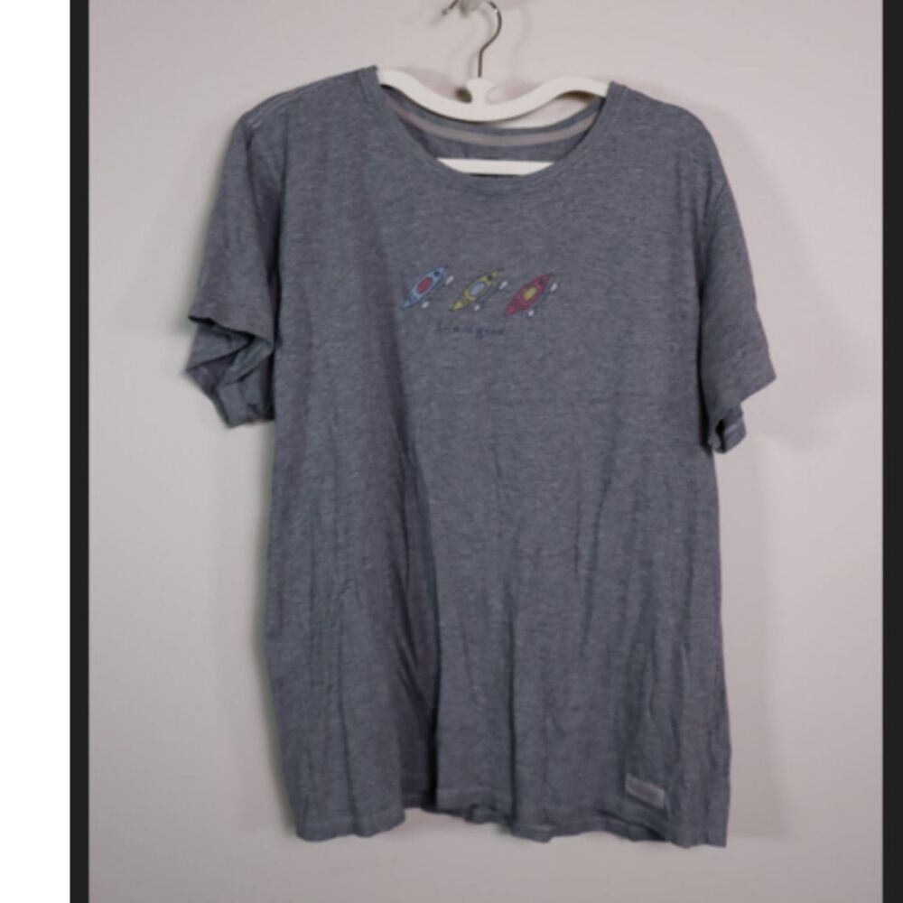 Life Is Good Women's Tall XL Gray Kayak Graphic T-Shirt Scoop Neck